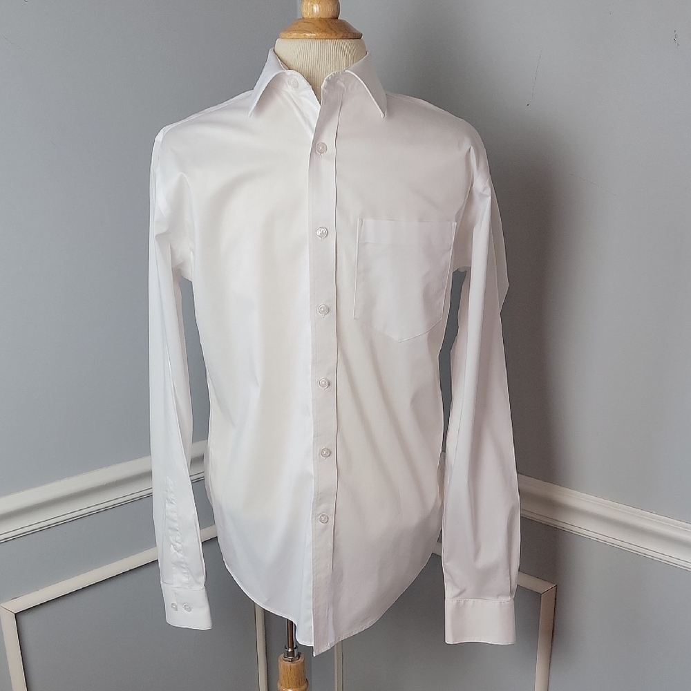 GEORGE‎ Slim Fit Classic White Formal Office Button Down Capsule Dress Shirt S